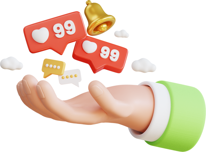 3D Social Media with love, chat, and notification